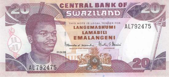 20 Emalangeni p.25c 1998